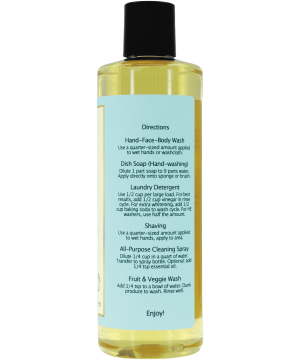 16 fl oz Unscented Castile Soap Product Direction bottle side Image ID: 27901 Made with organic ingredients. Baby Soap